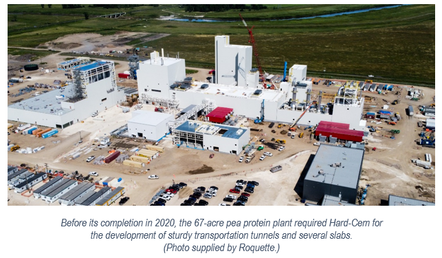 A pea protein plant in Manitoba, Canada, sprawls over 67 acres as builders with cranes and other equipment continue to develop it.