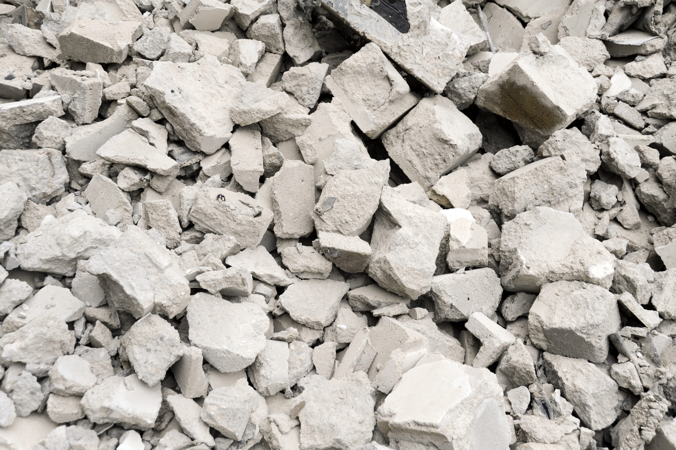 Chunks of recyclable concrete are piled together as a show of one kind of circular economy solution.